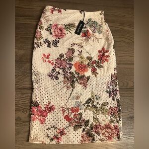 River Island Floral Pencil Skirt - Cream and Multicolor-New
